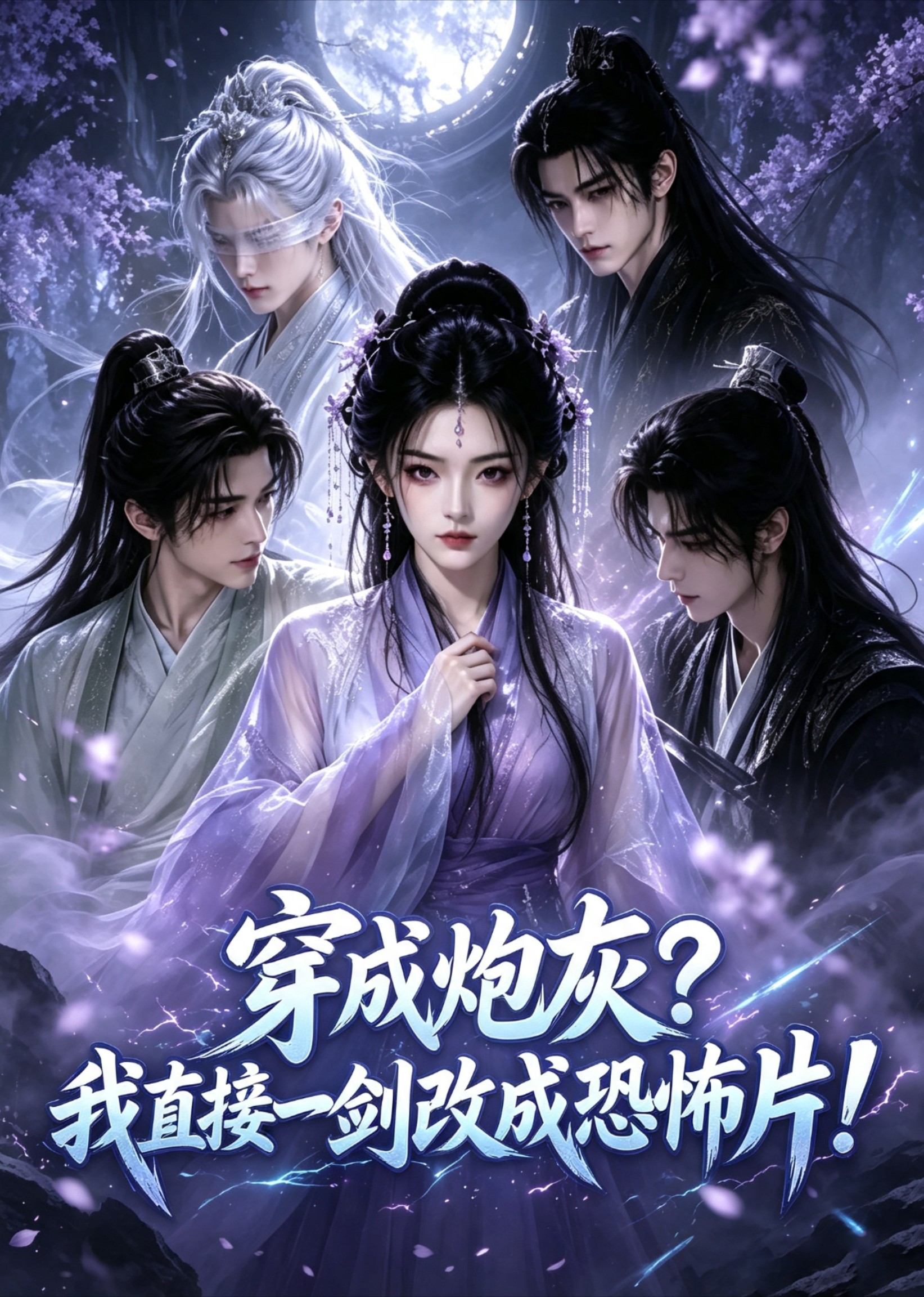 穿成炮灰？我直接一剑改成恐怖片封面图