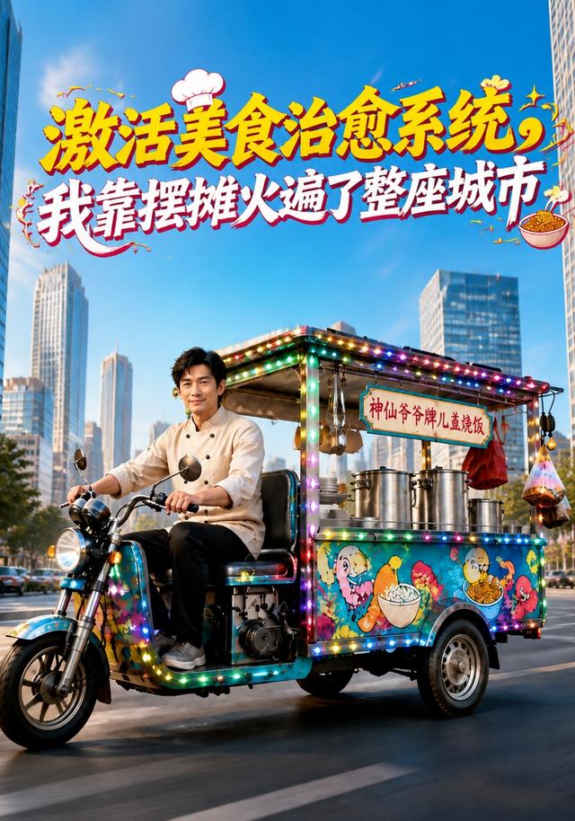 激活美食治愈系统,我靠摆摊火遍了整座城市AI短剧封面图